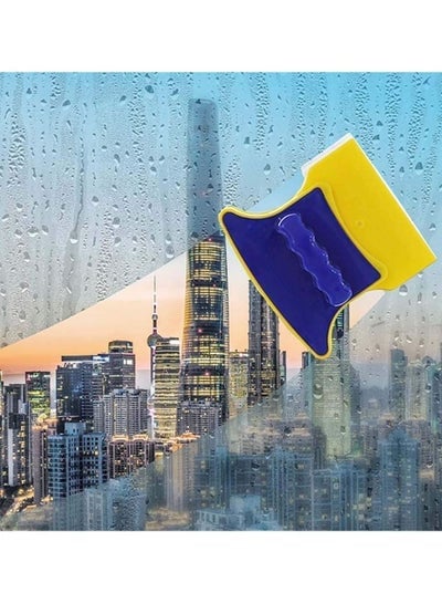منظف ​​نوافذ زجاجية مغناطيسي مزدوج الجوانب أزرق/أصفر