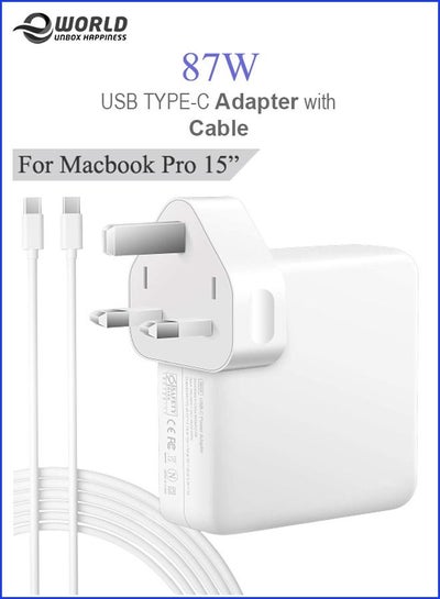 87W USB Type-C PD Adapter Fast Charger Cable Compatible with Apple Macbook Pro 13