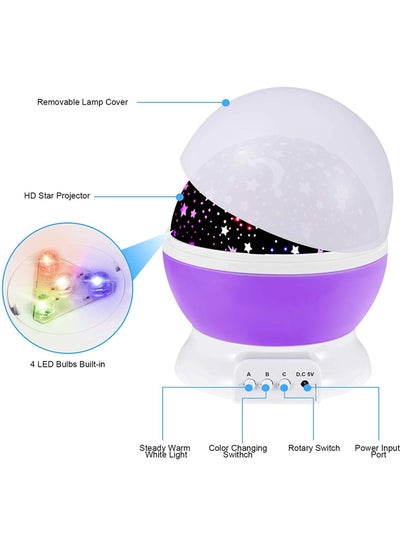 Multicolour Decorative Stars Night Light Nebula Projector LED Lamp with 360 Degree Rotation 4 LED Bulbs USB for Room Decor Adults and Children Kids Bedroom