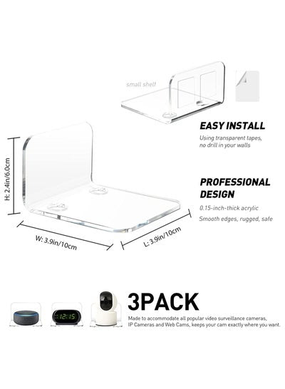Acrylic Floating Wall Shelves for Security Cameras Baby Monitors Speakers and Decorative Stuff