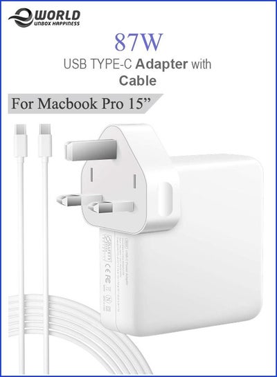 87W USB Type-C PD Adapter Fast Charger Cable Compatible with Apple Macbook Pro 13