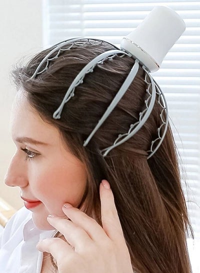Rechargeable Electric Octopus Head Back Body Massage Relaxation Stress Relief Spa Therapy Hair Massaging Device Scalp Massager with 12 Vibration Claws and Adjustable Modes