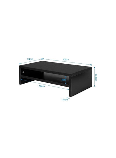 Computer Monitor Riser Laptop Stand with Cabins, Desktop Table Storage Organising Shelf Black