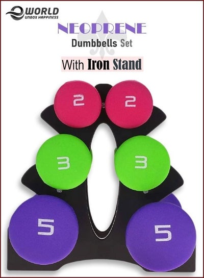 Pair of 2  Neoprene Sports Dumbbells Weight With Iron Stand Set