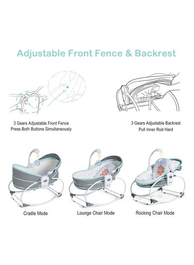 5 In 1 Baby Cradle Crib Rocking Bassinet Bedside Sleeping Swing Bed Kids Travel Basket Recliner Chair With Detachable Canopy And Toys Vibration For Infants And Toddles