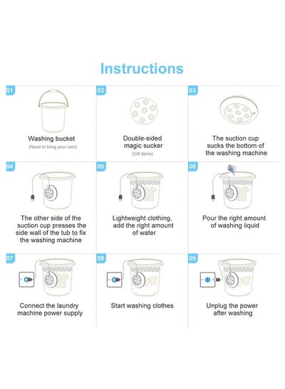 Portable 3in1 Mini Washing Machine Personal Rotating ultrasonic turbine Washer Adjustable with USB Cable Convenient for Travel Home trip