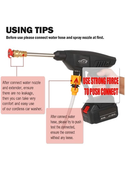 24V Cordless Portable Washer Electric Cleaning Gun with 3 in 1 Adjustable Nozzle for Washing Car and Floors