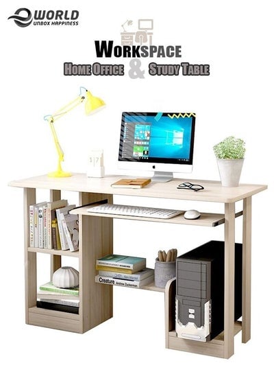 Professional Workstation with Large Laptop Table Desktop Bookshelf Drawers Shelves for Storage and Organisation study Workspace for Home Office