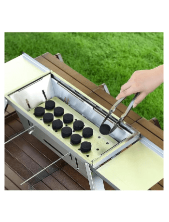 شواية محمولة من Thy German Grill، شواية فحم محمولة قابلة للطي، موقد فحم قابل للطي من الفولاذ المقاوم للصدأ بثلاثة ارتفاعات قابل للتعديل مع قفازات للشواء وحقيبة حمل 