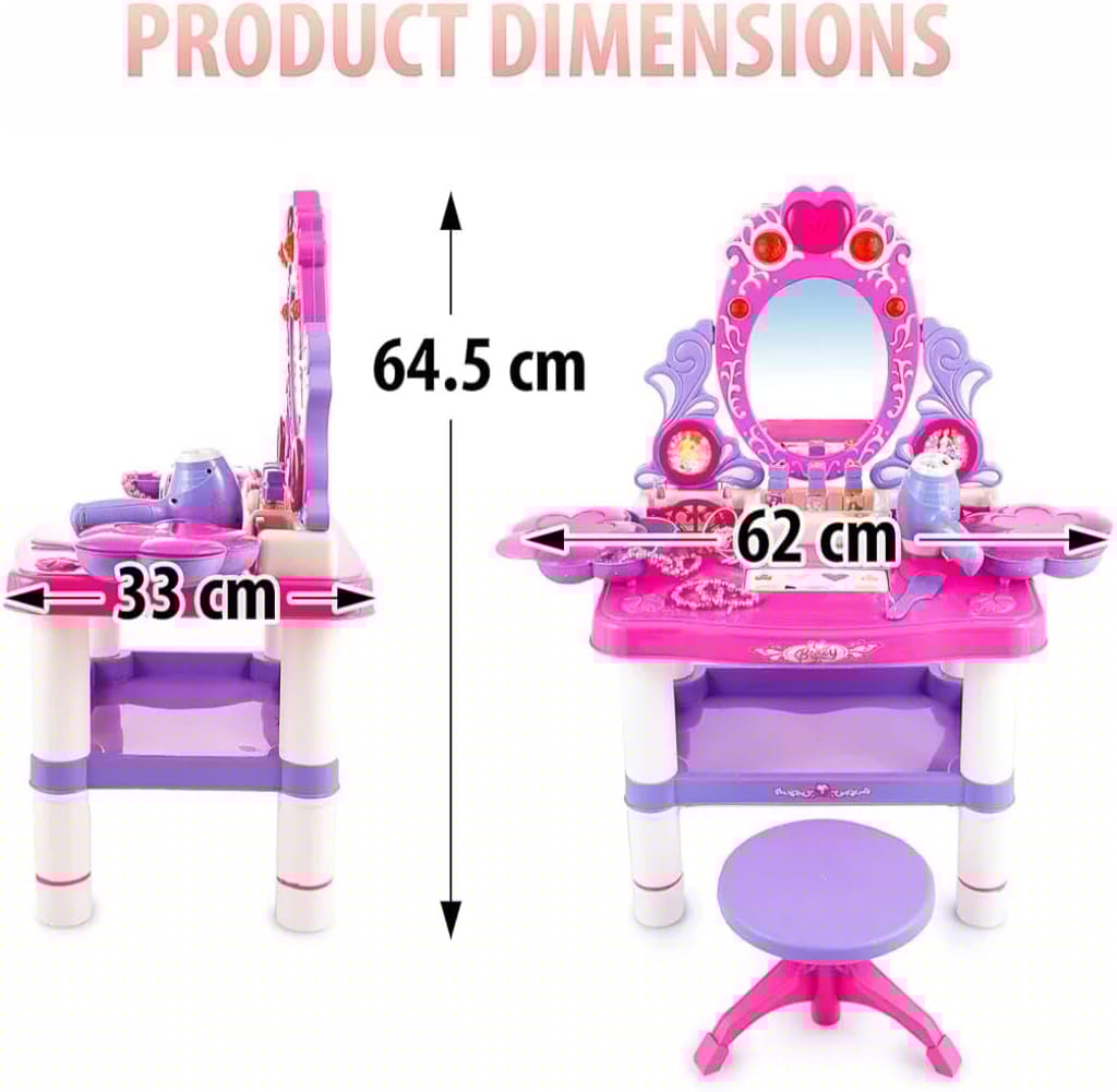 Beauty Dresser Vanity Makeup Play Set Girls dressing table with mirror and music
