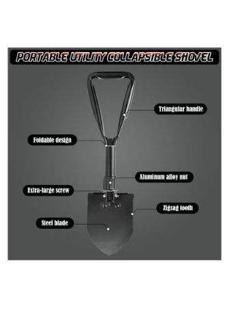 Portable High Carbon Steel Folding Shovel Lightweight Mini Shovel for Camping Hiking Car Emergency and Home Gardening