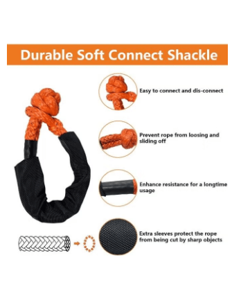 2 Pieces Synthetic Soft Shackle Rope Soft Shackle Breaking Strength Recovery Tow Shackles Quick-Release Winch Rope Tow Shackle Recovery Gear for Off-Road Sailing UTV ATV Trucks 4x4 Size: 20T Diameter: 13mm 60cm Long