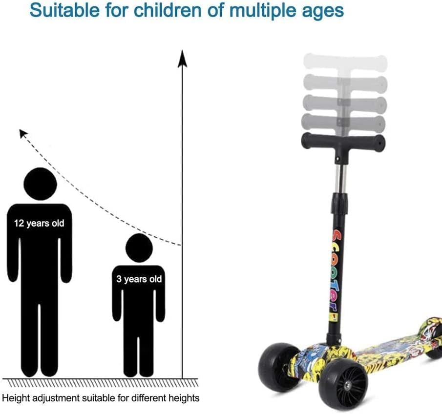 e World Kick Scooter for Kids, 3 Wheels Toddlers Scooter for 6 Years Old Boys Girls Learn to Steer - Kids Scooter with Adjustable Height, Extra-Wide Deck, Flashing Wheel Lights.