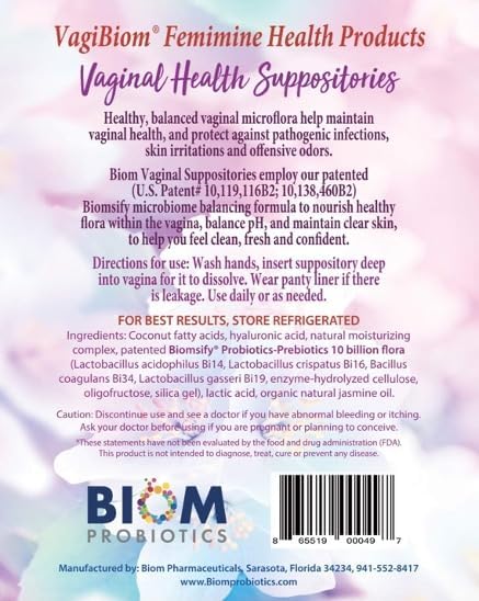 Vagibiom Probiotics Vaginal Suppositories 5'S