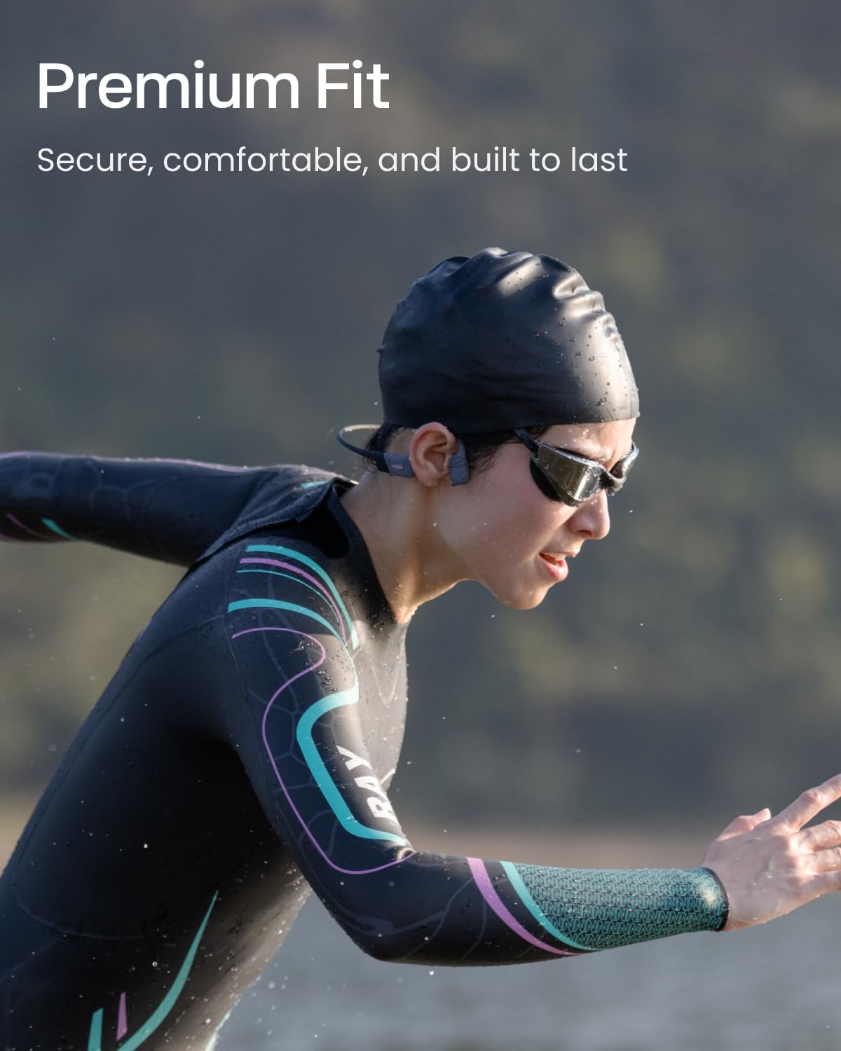 SHOKZ OpenSwim Pro Bone Conduction Sports Headphones, IP68 Waterproof Open-Ear Wireless Earphones with Bluetooth 5.4, 32GB of MP3 Storage, Noise Cancelling Mics, 9h Playtime for Running, Swimming-Grey