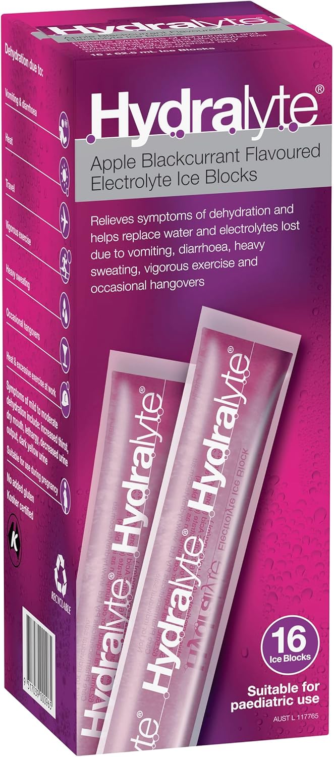 Hydralyte Electrolyte Ice Blocks Apple Blackcurrant 16S