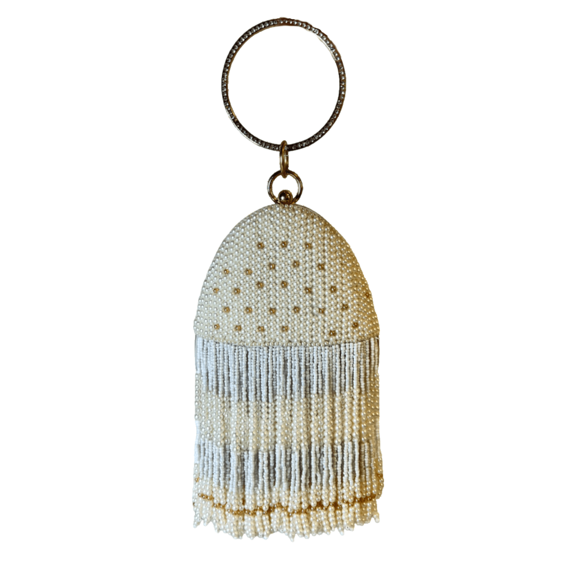 Beaded Pearl Almond Shape Clutch