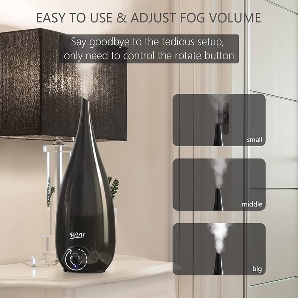 Humidifiers for Bedroom, Vase Design 2 Nozzle, Essential Oil Air Diffuser,Plant Humidifier Desktop Modern Room Decoration Man Woman Gift (Black)