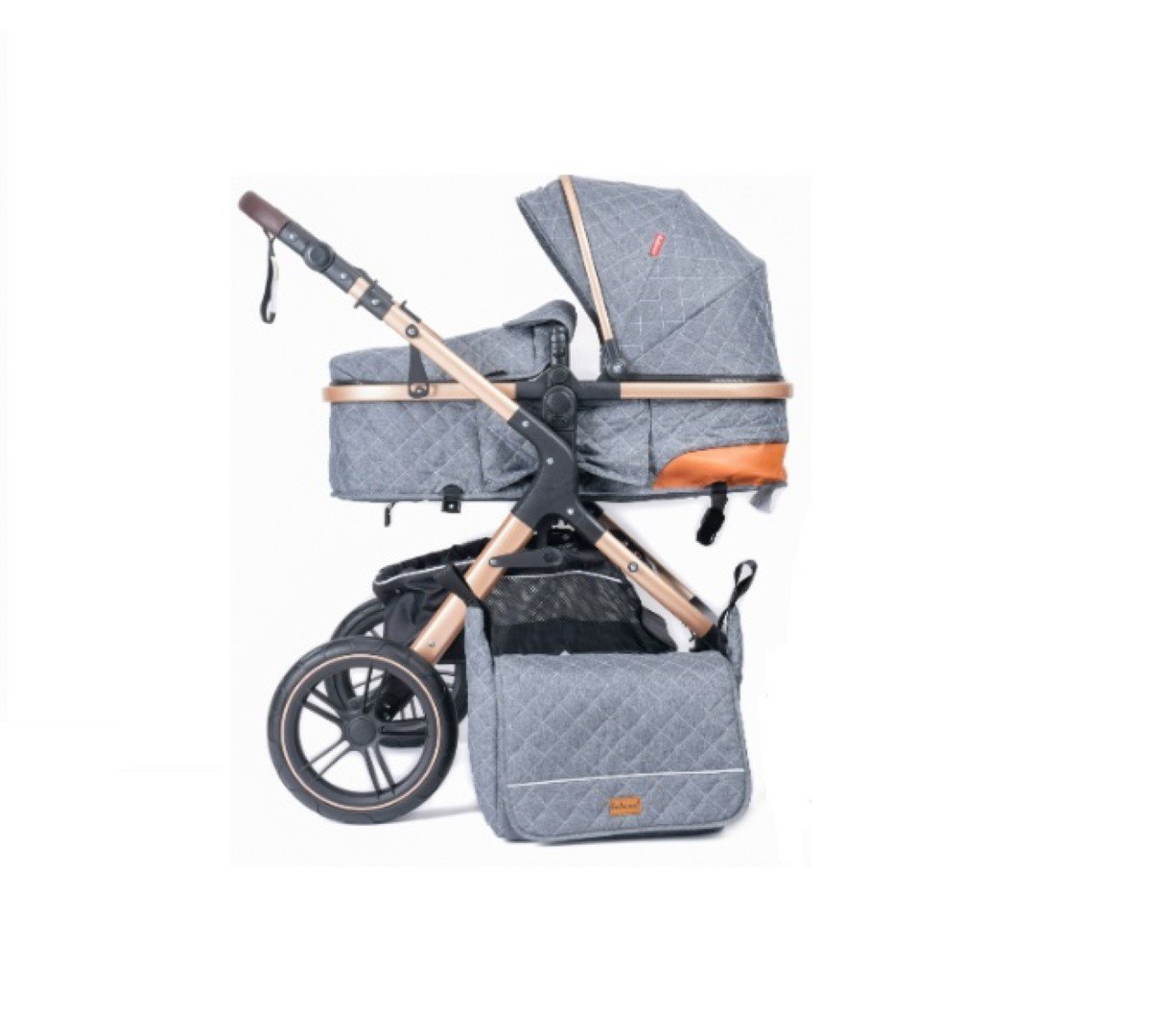 Belecoo one fold-to-half luxury pram 2 in 1 - Grey