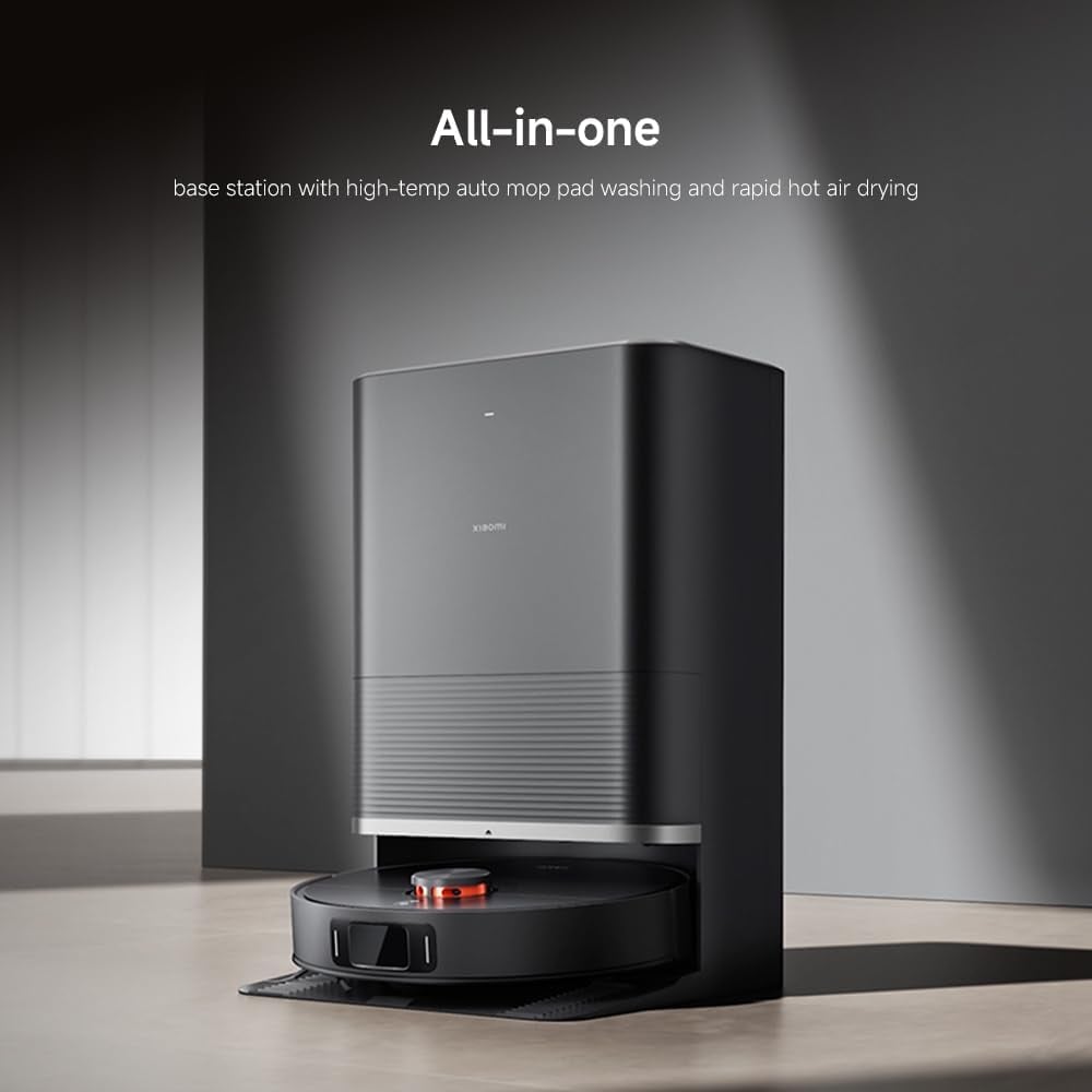 Xiaomi X20 Max Robot Vacuum and Mop, Self-Drying, Auto Mop Washing, 8000Pa Suction, Self-Emptying, Structured light and edge laser obstacle avoidance,Edge cleaning, Black