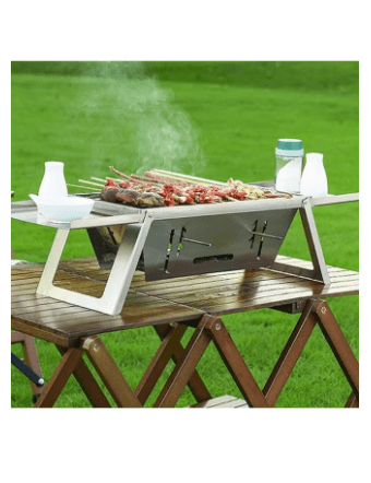 شواية محمولة من Thy German Grill، شواية فحم محمولة قابلة للطي، موقد فحم قابل للطي من الفولاذ المقاوم للصدأ بثلاثة ارتفاعات قابل للتعديل مع قفازات للشواء وحقيبة حمل 