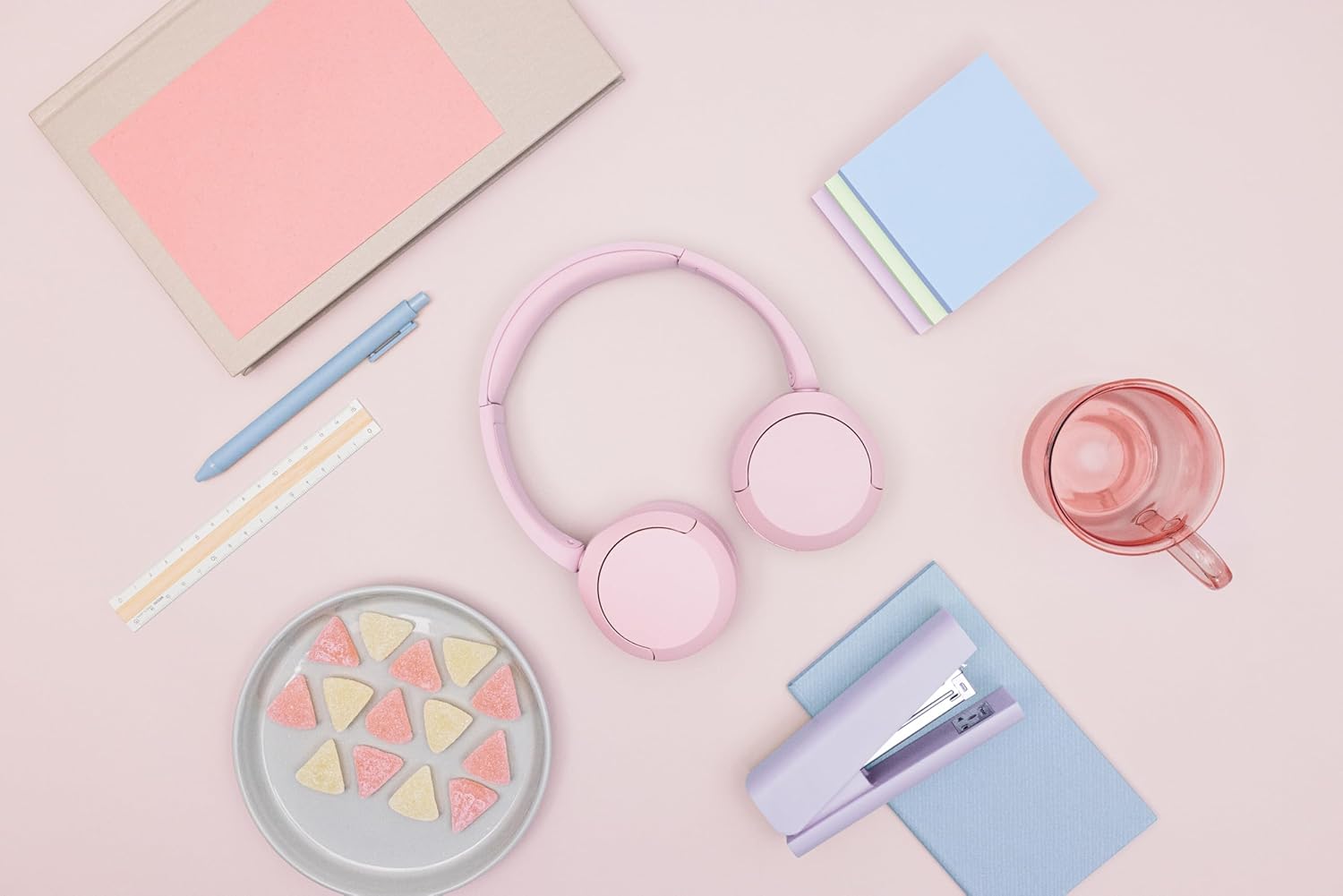Sony WH-CH520 Wireless Headphones, Light Comfortable, on-Ear Style, Clear Voice Calls, 50 Hours Battery Life, Quick Charge, Multipoint, Pink