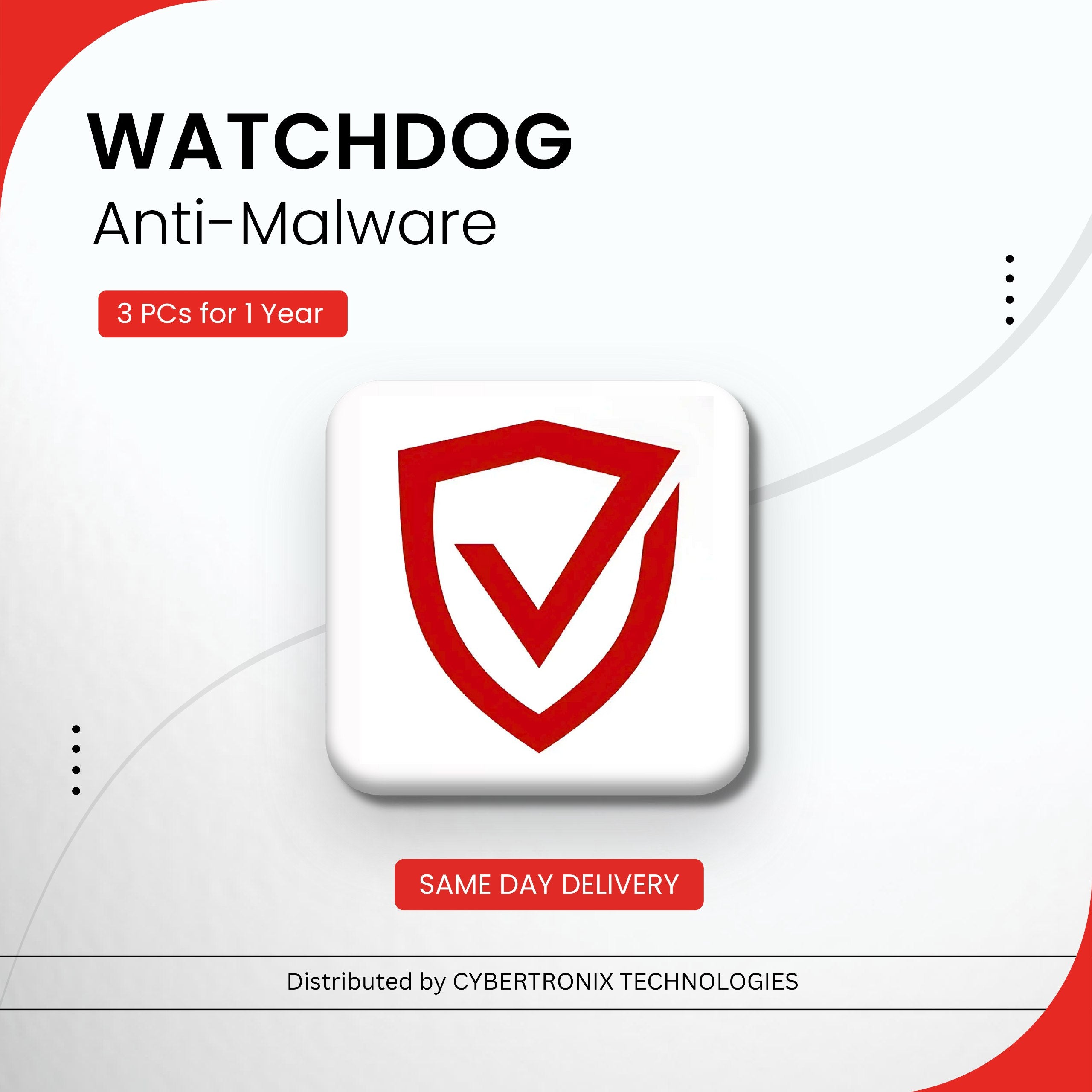 Watchdog Anti-Malware | 3 PCs for 1 Year | Digital License | SAME DAY DELIVERY