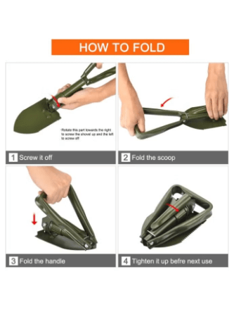 Collapsible Shovel, Heavy Duty Foldable Shovel, Camping Shovel and Pickax, Military Entrenching Tool for Gardening, Camping, Mud&Snow, Off Road, Portable Car Emergency kit BS-303G