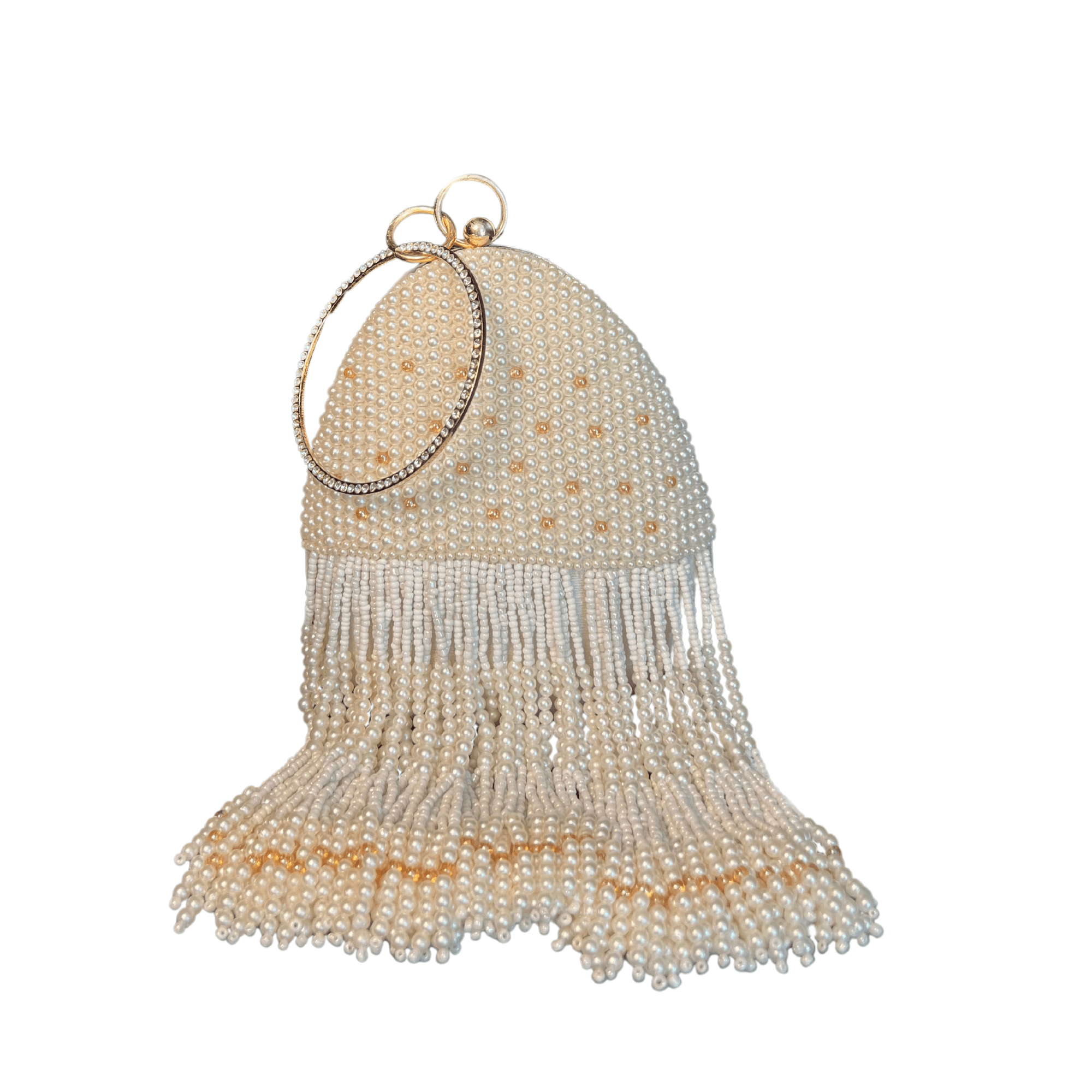 Beaded Pearl Almond Shape Clutch