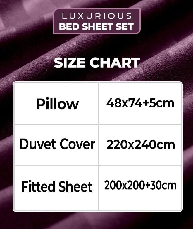 4-Piece Luxury King Size Purple Striped Bedding Set Includes 1 Duvet Cover (220x240cm), 1 Fitted Bed Sheet (200x200+30cm), and 2 Pillow Cases (48x74+5cm) for Ultimate Hotel-Inspired Sophistication