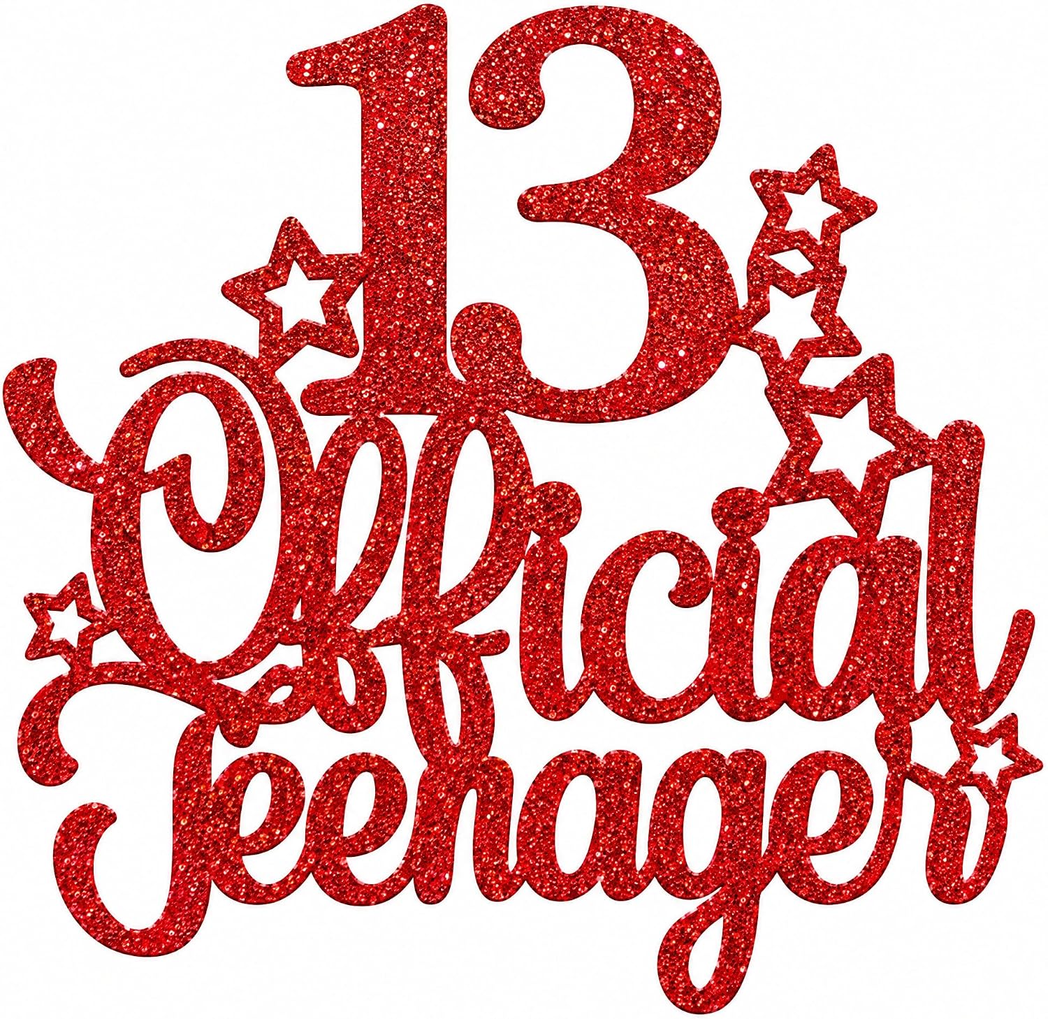 Mirfa 13 Official Teenager Cake Topper, Glitter 13th Birthday Cake Decoration for Boys & Girls, Teen Birthday Party Supplies