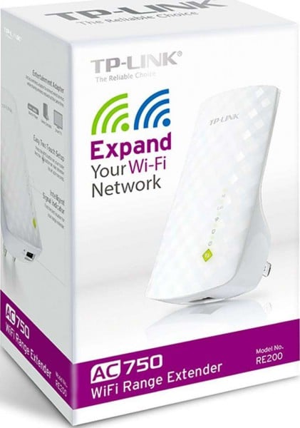 TP-Link AC750/RE200 Dual Band Wi-Fi Range Booster (2.4GHz & 5GHz) White