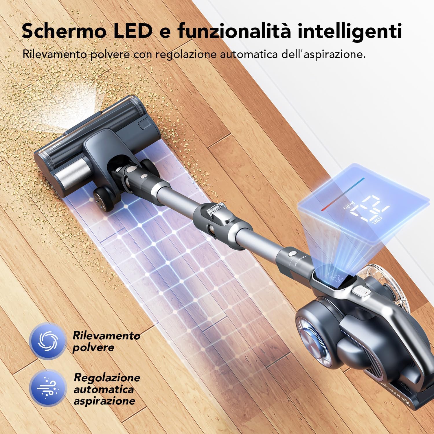 Jimmy H11 Pro Vacuum Cleaner and Floor Scrubber Removable Battery 260AW and 25Kpa Power, 700W, 90 Minutes Runtime, Smart LED Screen, Adaptive Technology, HEPA Filter and Charging Station