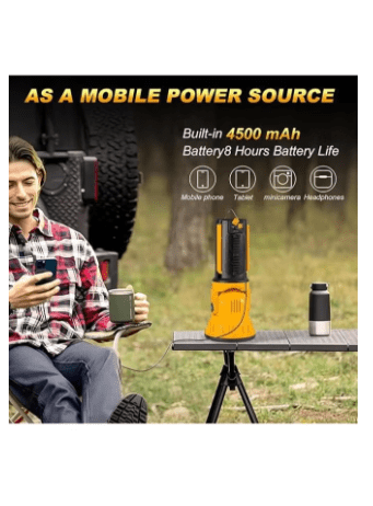Multi-function Rotating Search Hunting Emergency Floodlight Foldable LED USB Rechargeable Flashlight and Torch for Camping