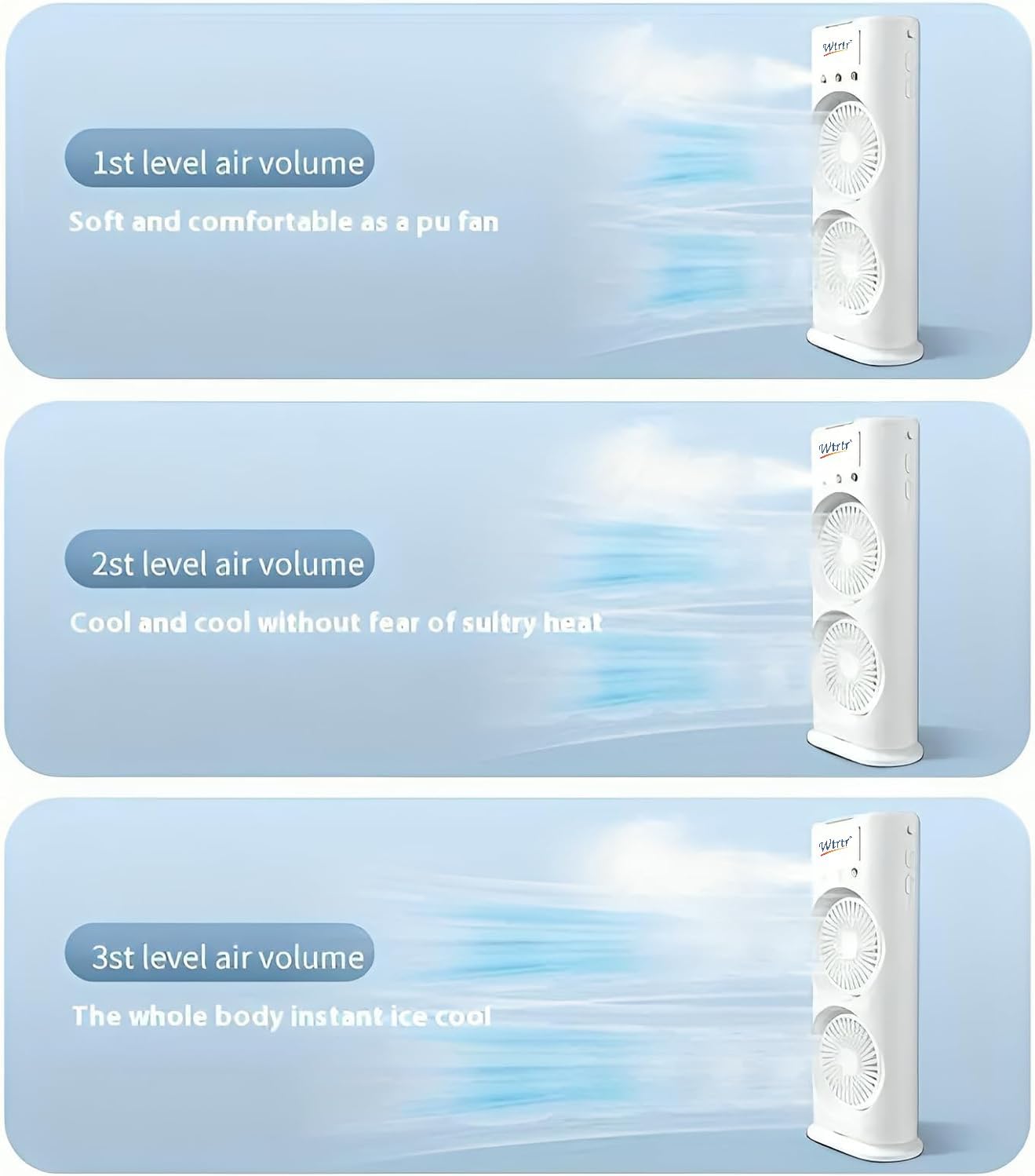 Portable AIR Conditioner,USB Rechargeable with Remote control,280ml Water Tank with 7 Colors Light,Air Cooler,table fan with Mist Humidifier,Desk Fan,