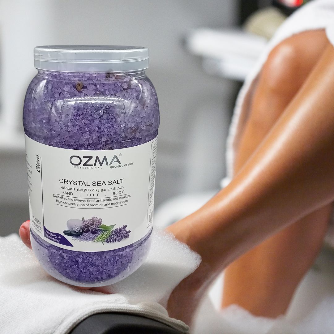 ملح البحر الكريستالي من OZMA Clavo، اللافندر، ملح عضوي لتقشير البشرة وترطيبها وتبييض الجسم 5 كجم