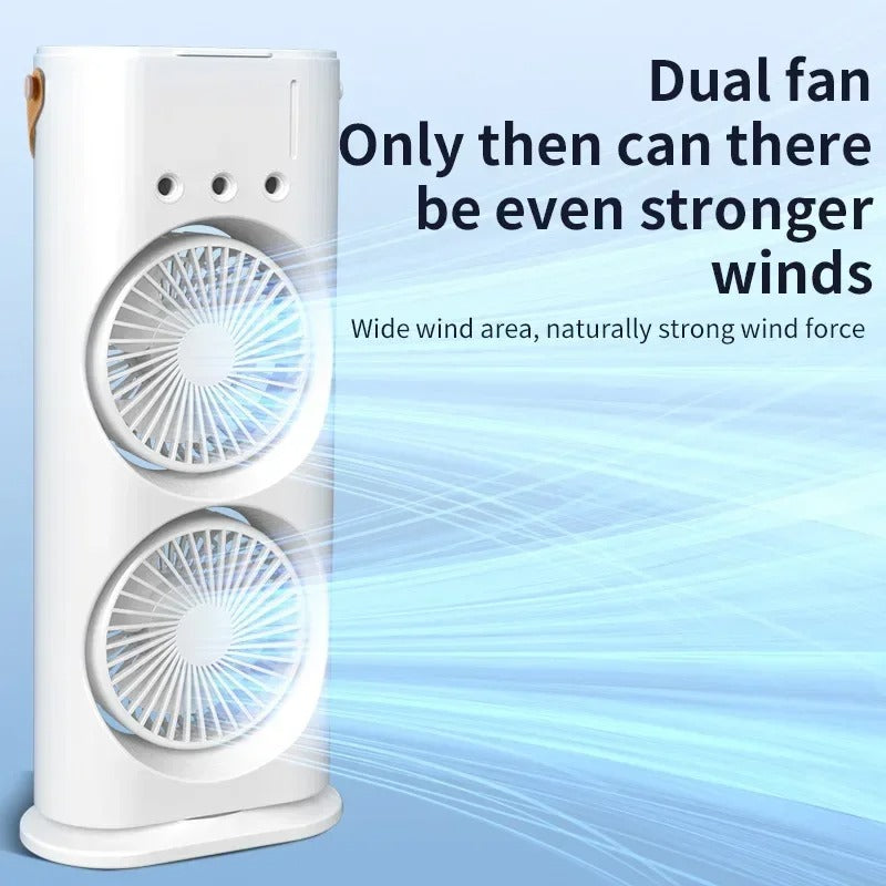 Portable AIR Conditioner,USB Rechargeable with Remote control,280ml Water Tank with 7 Colors Light,Air Cooler,table fan with Mist Humidifier,Desk Fan,