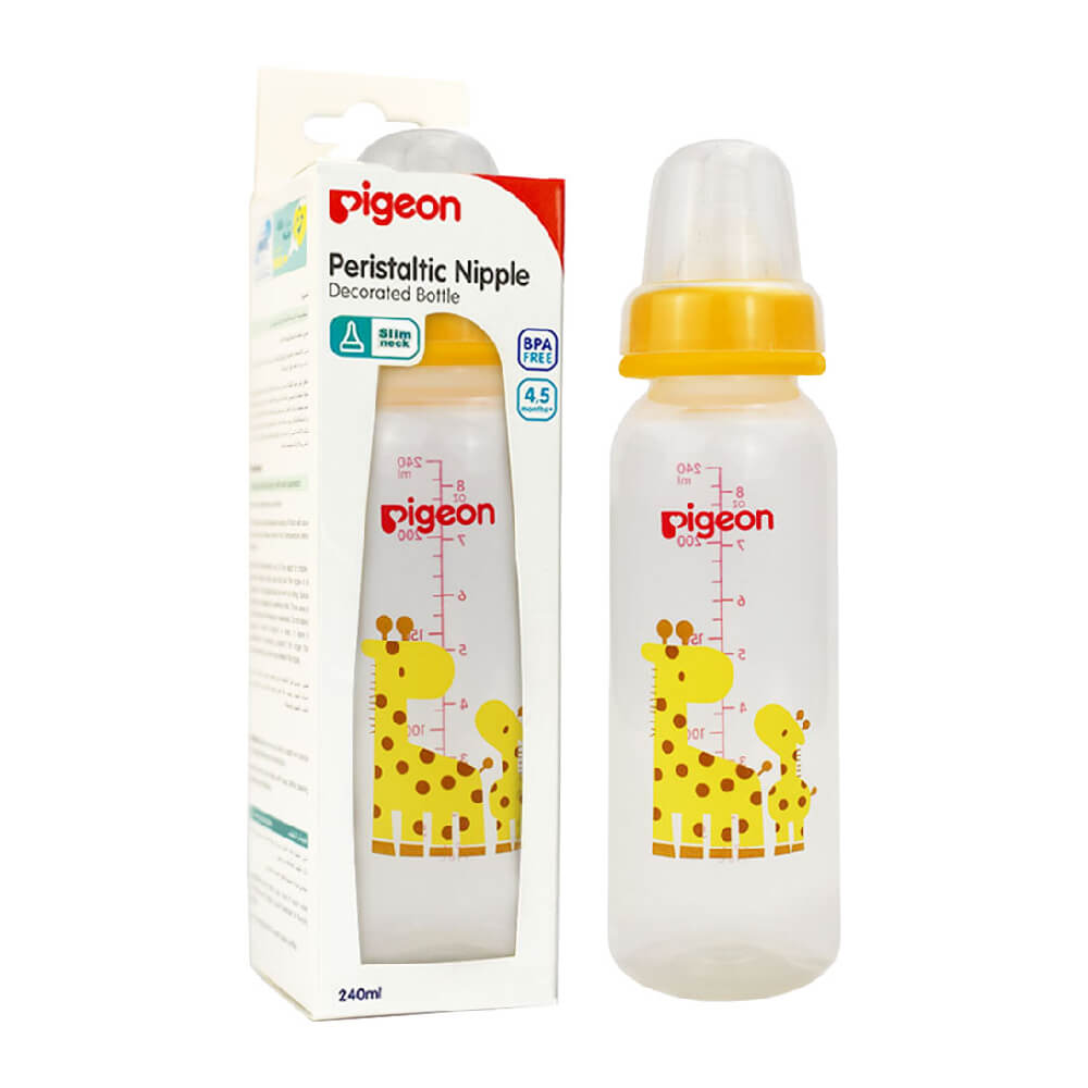 Pigeon Deco Plastic Slim Neck Feeding Bottle 240 Ml