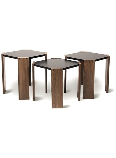 Set of 3 indoor Modern Nested Living Room Home Office Stacking Furniture Stackable Table Set - EMALL