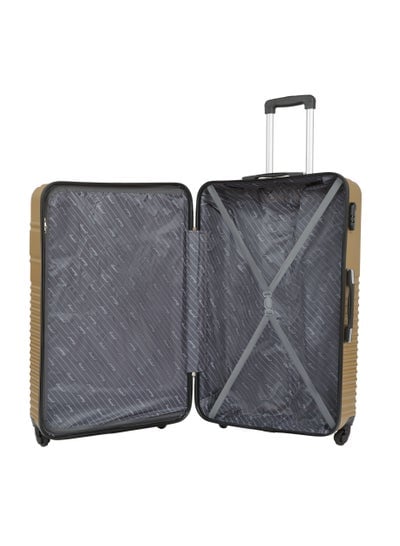 Hard Shell Travel Bags Trolley Luggage Set of 3 Piece Suitcase for Unisex ABS Lightweight with 4 Spinner Wheels KH120 Gold - EMALL