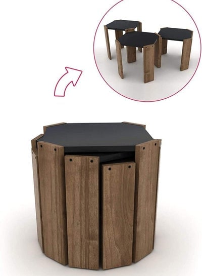 Set of 3 indoor Modern Nested Living Room Home Office Stacking Furniture Stackable Table Set - EMALL