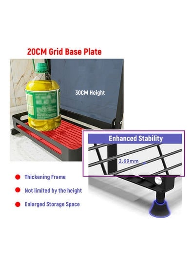 2-Tier Spice Rack Organizer with Cutlery Chopsticks Shelf Black 43.00 x 11.00 x 24.50cm - EMALL