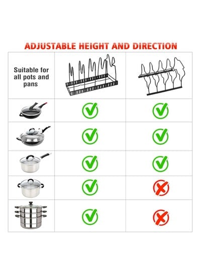 8-Tier Pots and Pan organizer, Anti Slip Rack with 3 DIY methods for kitchen counter - EMALL