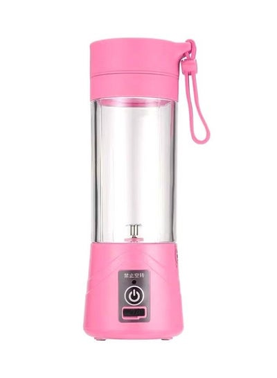 Portable Wireless Rechargeable 4 Blades USB Electric Blender Juicer Cup Plastic Fruit Grinder 380ml Juice Bottle Mini Automatic Smoothie Cider Device (Pink)