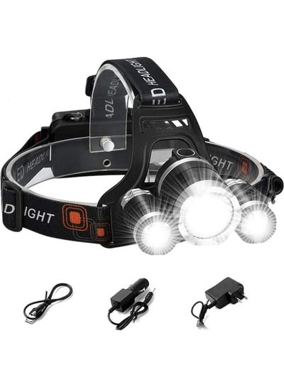 Rechargeable LED Headlamp, 10000 Lumens Bright Headlight, Portable Waterproof Flashlight Kit with Rechargeable Batteries for Night Hunting Fishing Camping