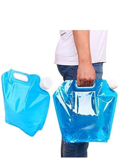 2 Pieces BPA Free Plastic Water Carrier Tank Outdoor Folding Water Bag for Sport Camping Food Grade Water Bag 10L Blue