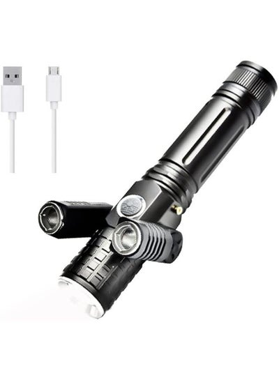 Rechargeable Electric Torch Three-Lamp Flashlight Zoomable for Outdoor