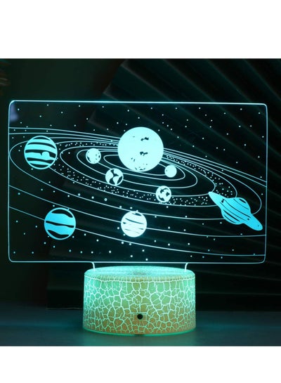 3D Night Light Solar System Colors Changing LED Optical Illusion Lamp with Remote Control for Kids Bedroom