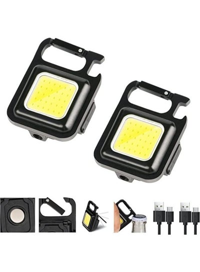 2 Pieces Mini Pocket Light with Folding Bracket Bottle Opener and Magnet Base for Fishing Walking Camping