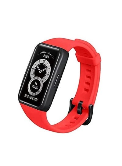 Adjustable Silicone Replacement Sports Watch Strap For Huawei Band 6 / Honor Band 6 Red